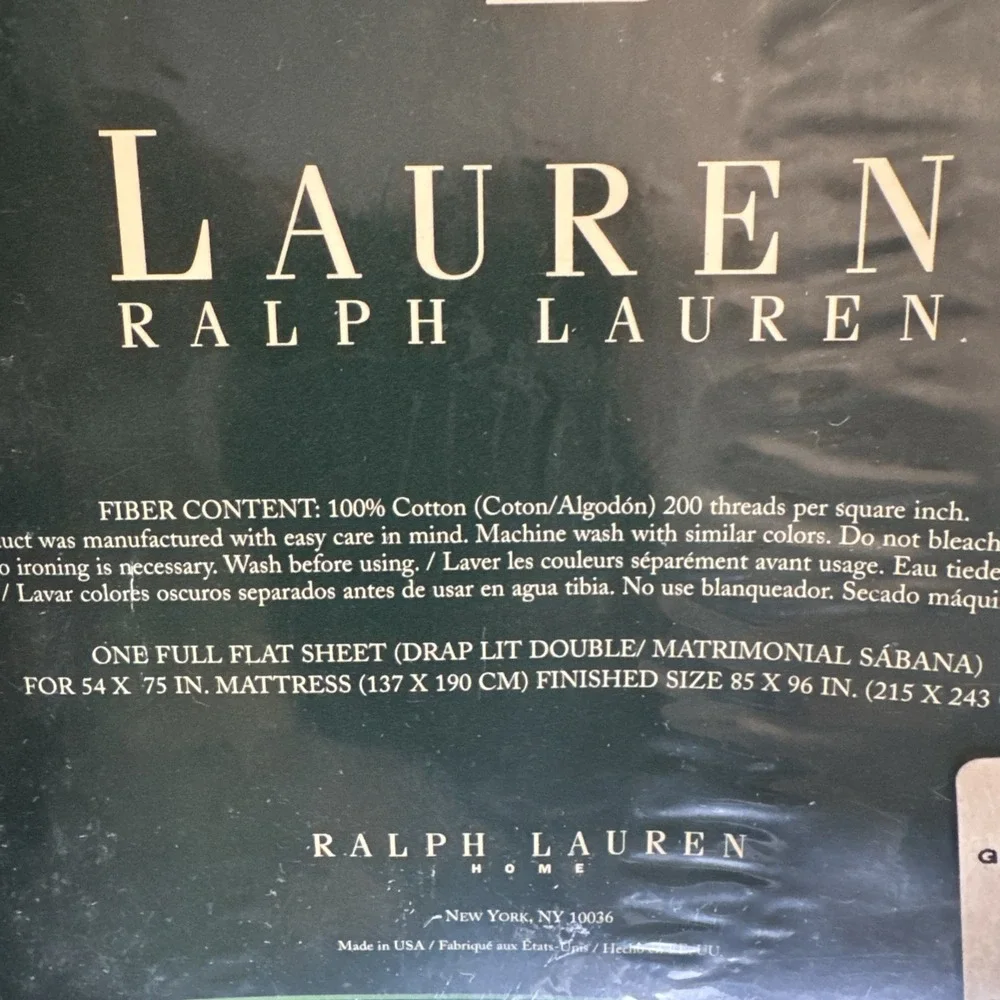 Ralph Lauren Sheet Full Flat Blue Narrow Stripe New USA Made Vintage NIP
